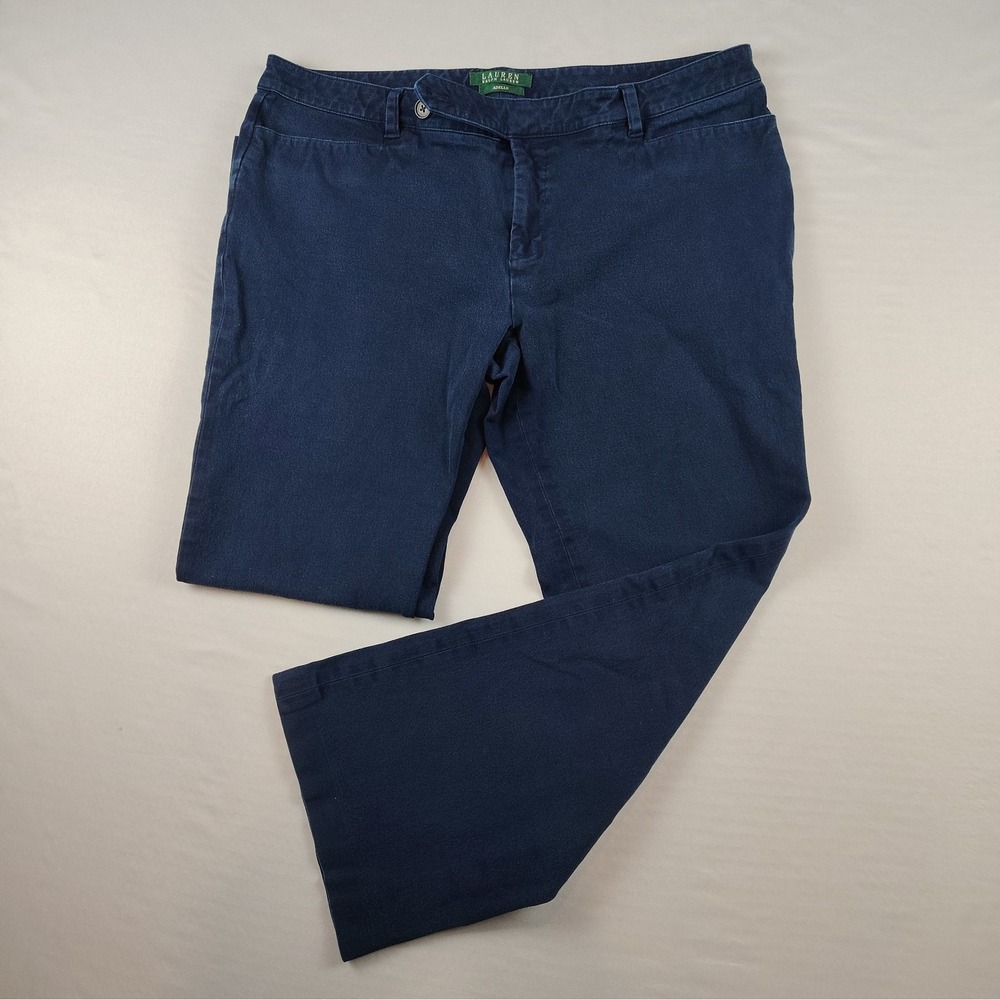 Lauren Ralph Lauren Adelle Pants Women's 14 Blue Stretch Twill Chino Straight